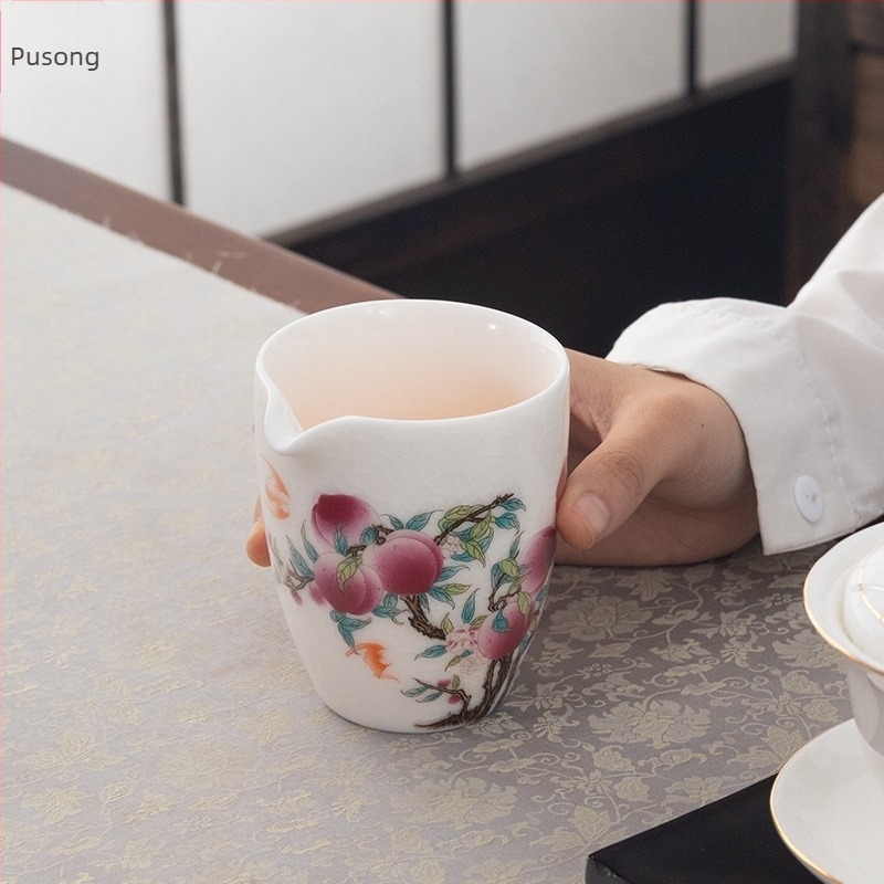 Nine Peach mintájú kerámia teáscsésze repedezett mázzal a Gongfu tea ceremóniához