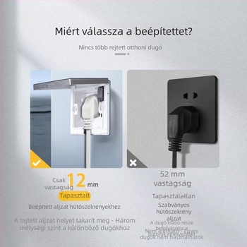 86-os típusú beépített rejtett konnektorpanel, 1 modul, 5 lyukú konnektorral és kapcsolóval, falra szerelhető
