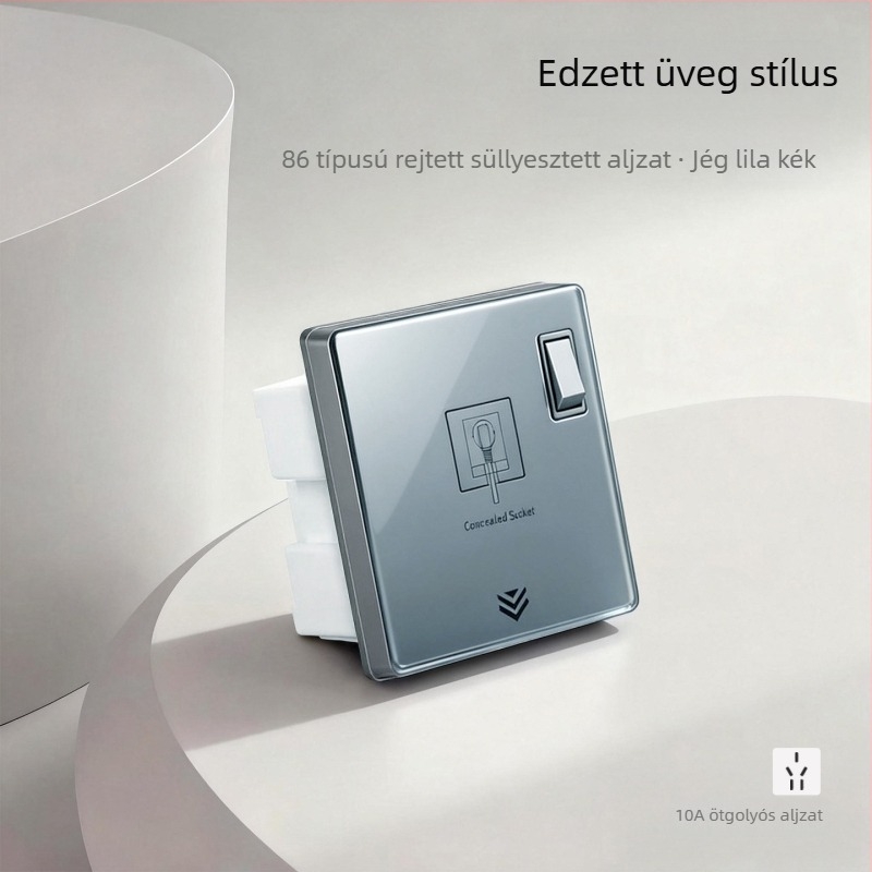 86-os típusú beépített rejtett konnektorpanel, 1 modul, 5 lyukú konnektorral és kapcsolóval, falra szerelhető