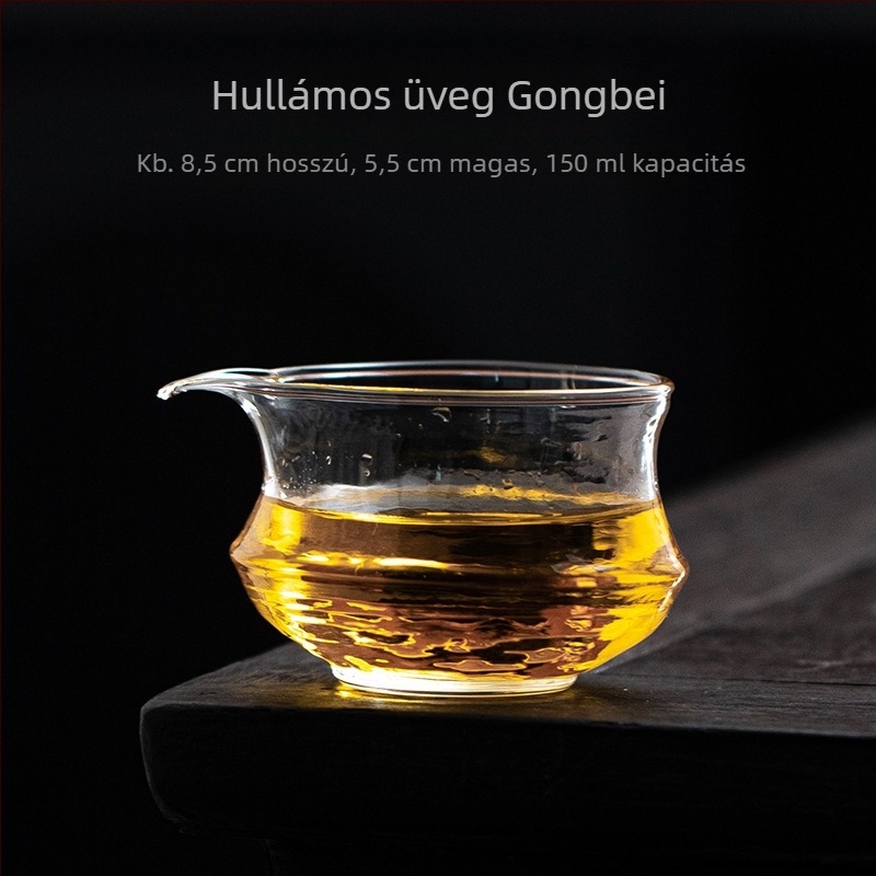 Hőálló boroszilikát üveg – átlátszó teás osztó pohár és teátál Gongfu tea ceremóniához