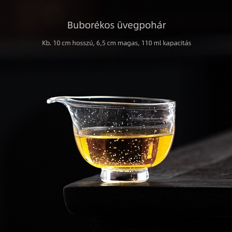 Hőálló boroszilikát üveg – átlátszó teás osztó pohár és teátál Gongfu tea ceremóniához