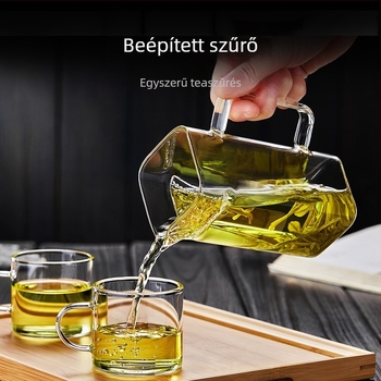 Gongfu teás készlet átlátszó boroszilikát üvegből, félhold alakú szűrővel, nagy kapacitású otthoni használatra