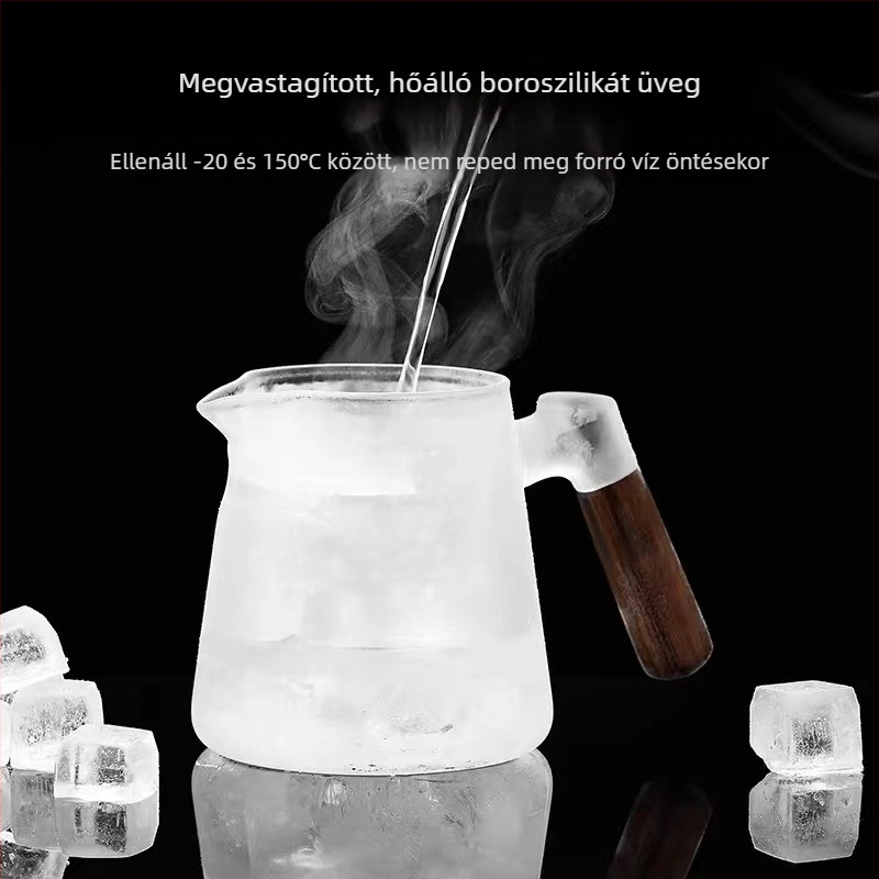 Hold alakú üveg Gongfu teás pohár beépített szűrővel zöld teához