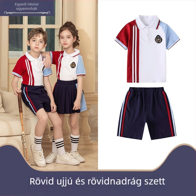 Általános iskolai egyenruha, uniszex, koledzs stílusú sportos osztályruha, 2–4 részes készlet