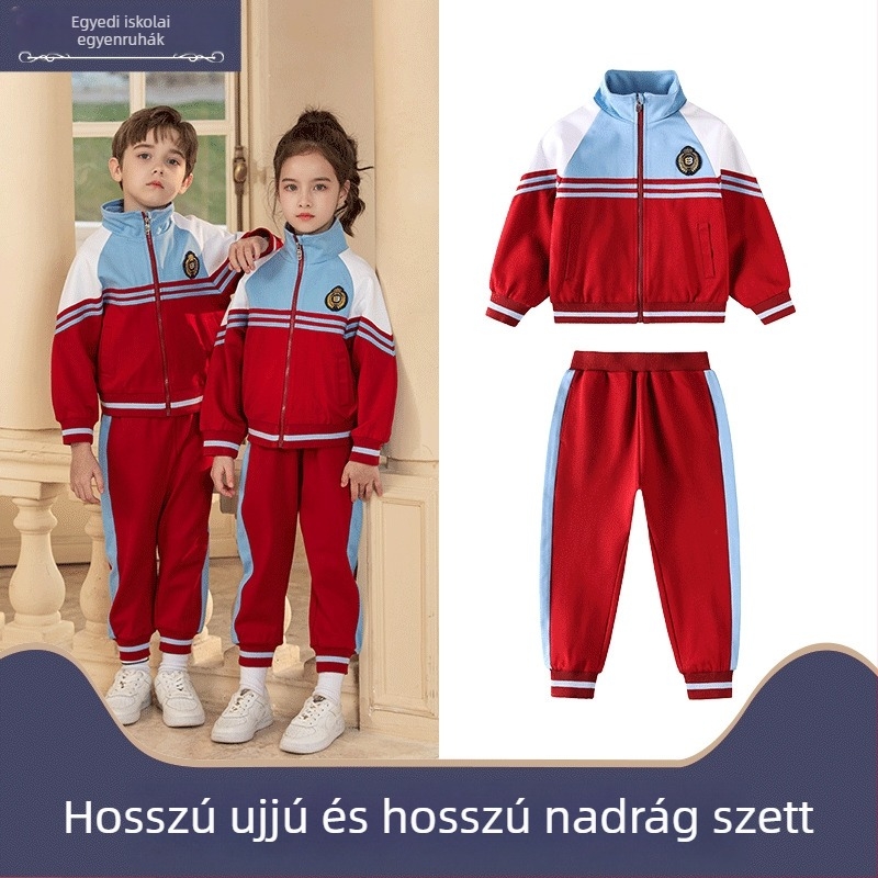 Általános iskolai egyenruha, uniszex, koledzs stílusú sportos osztályruha, 2–4 részes készlet