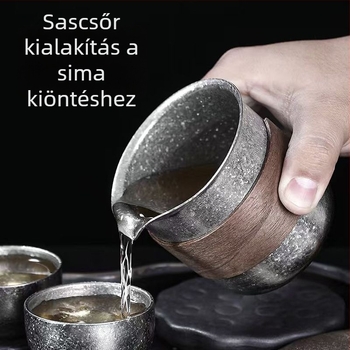Tiszta titánium Kung Fu teáskészlet kiegészítői – pohár fogantyú nélkül, teáskanna, elválasztó és szűrő