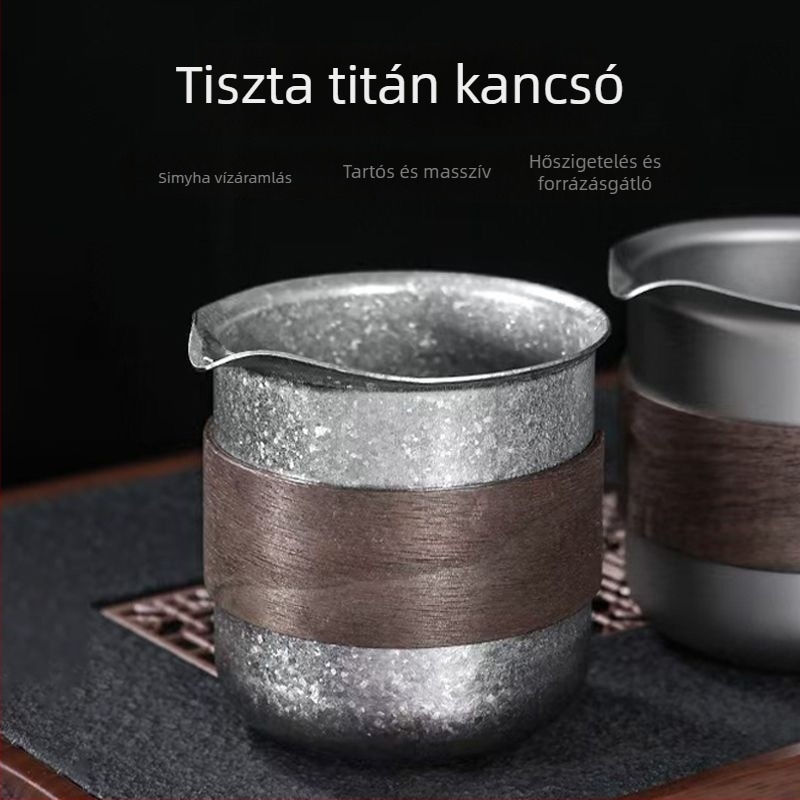 Tiszta titánium Kung Fu teáskészlet kiegészítői – pohár fogantyú nélkül, teáskanna, elválasztó és szűrő