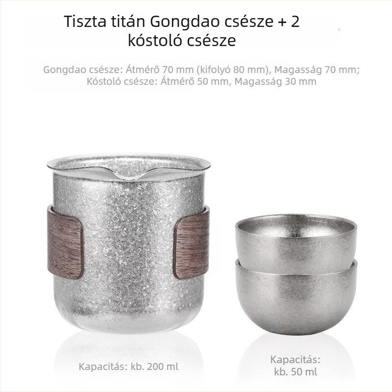 Tiszta titánium Kung Fu teáskészlet kiegészítői – pohár fogantyú nélkül, teáskanna, elválasztó és szűrő