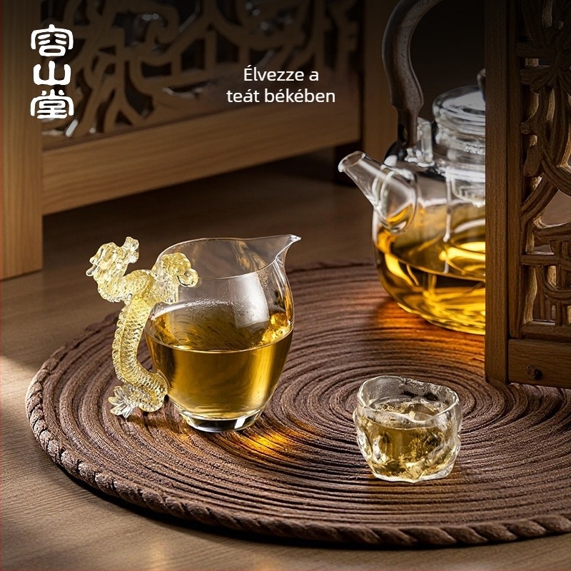Üvegből készült egyenlő adagoló pohár és tea osztó, 2025-ös új modell, elegáns kung fu teáskészlet teás tálcával