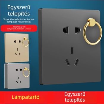 86-os típusú falra szerelt lámpa aljzat rejtett kivitel, ötlyukas panel és kampó