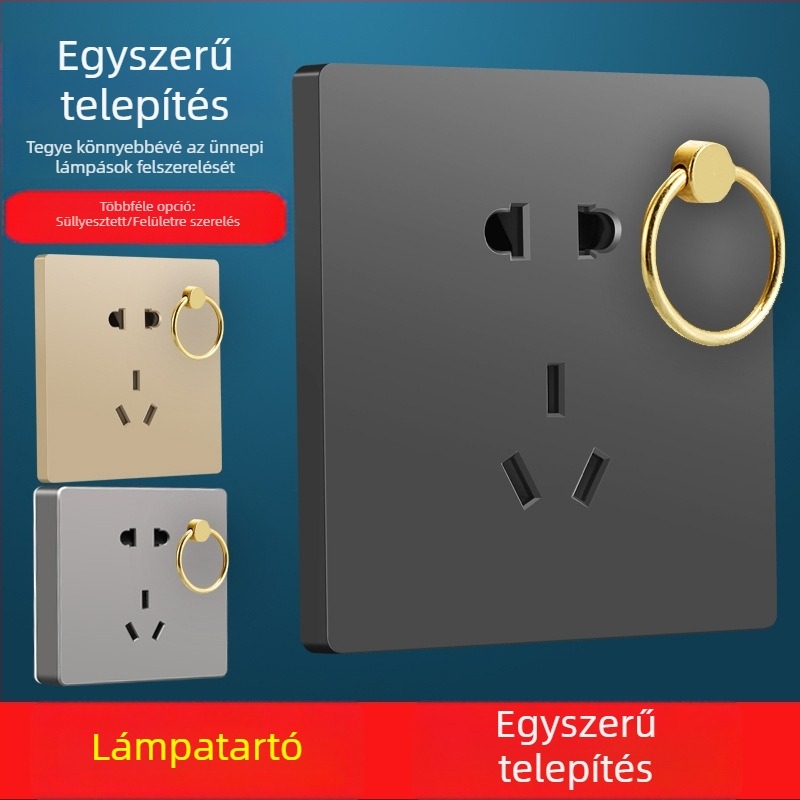 86-os típusú falra szerelt lámpa aljzat rejtett kivitel, ötlyukas panel és kampó