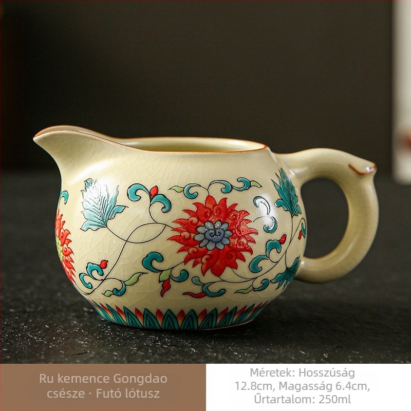 Weichuang Moon White Ru kiln porcelán Kung Fu teáskészlet, Tea Sea, Gong Dao pohár, kerámia tea kellékek, jégrepedés mintázat