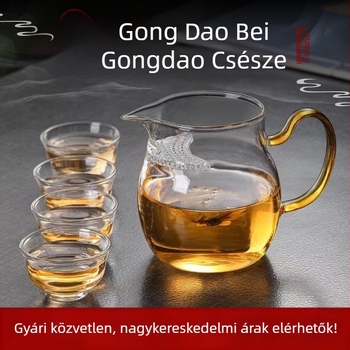 Gongdao teáscsésze hold-ív formával, színes fogantyúval, hőálló boroszilikát üvegből, beépített teafilterrel és hegyes szájjal