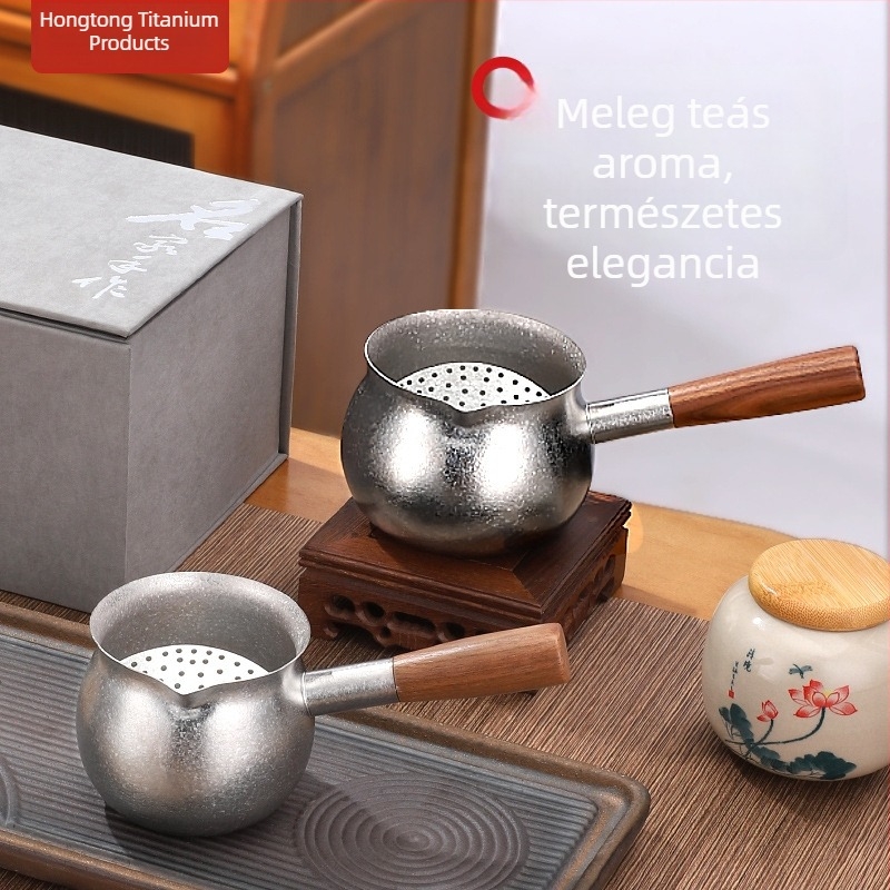 Tiszta titánium teafőző edény szűrővel, tejes teához való tartály, egyenlő adagok pohara, mandarinhéj infúzó, teakeverő sütőedény