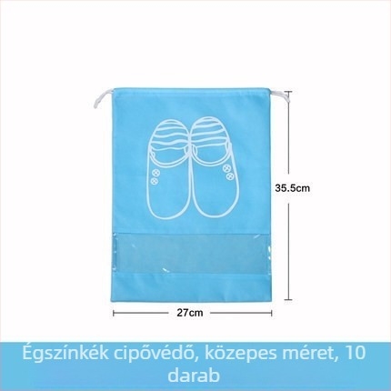 10 darabos utazó cipő tároló zsák kötős zárással, vízálló és porvédő, otthoni és utazási használatra