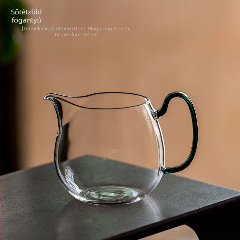 Hőálló üvegből készült Gongfu teáskészlet fogantyúval, egyenletes teaelosztóval, otthoni használatra