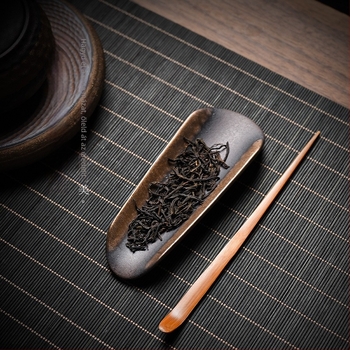 Vintage aranyozott kerámia teáskanál, kézzel készített, japán Zen stílusú Gongfu tea kellék
