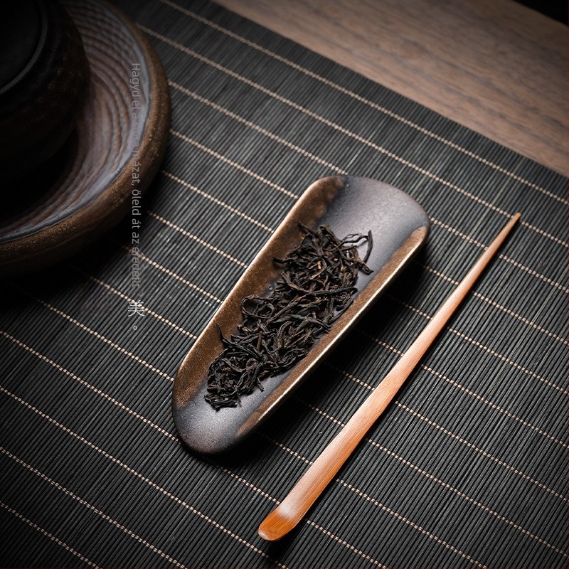 Vintage aranyozott kerámia teáskanál, kézzel készített, japán Zen stílusú Gongfu tea kellék