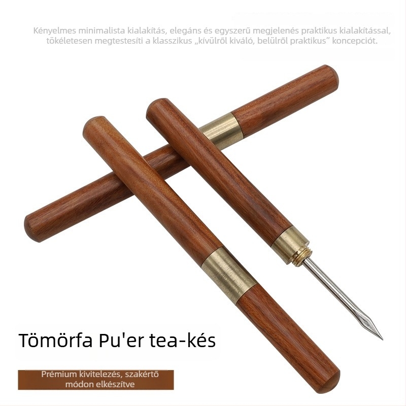 Pu'er teás kés és tű – tömörfából, kézzel készített réz teaeszköz