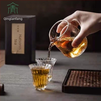 Japán stílusú hőálló bóroszilikat üvegből készült teás pohár egyenletes öntéshez, szeparátorral és teáskannával — Kung Fu tea készlet kiegészítői