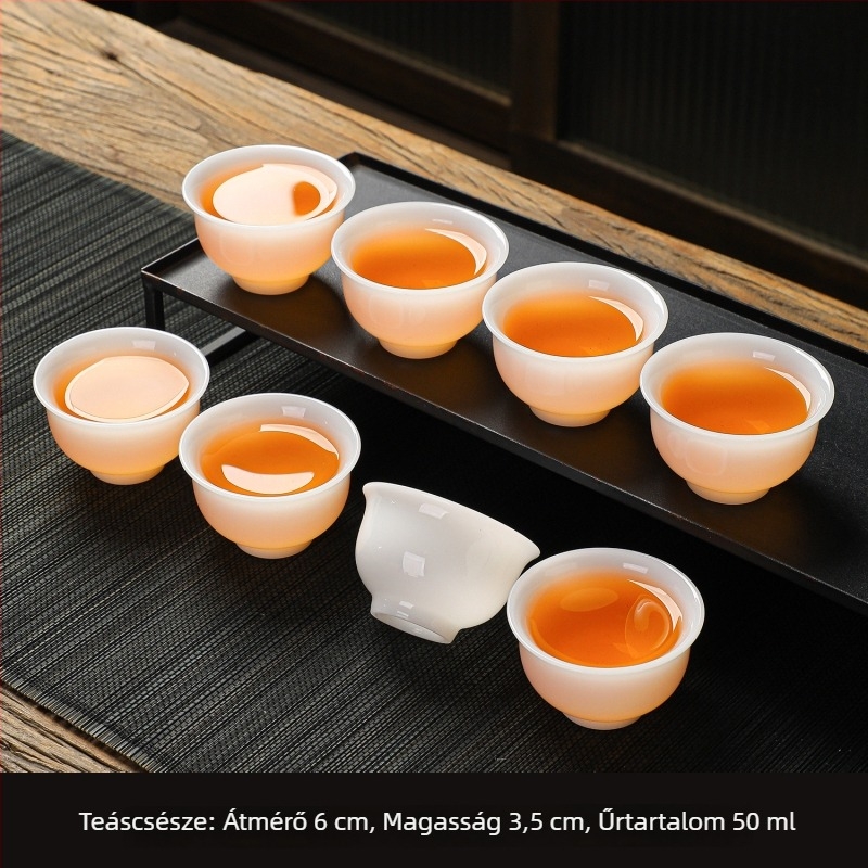 Dehua fehér porcelán teáskészlet háztartási használatra, háromrészes fedeles tál és teáscsészek, modern minimalista stílus, ajándék