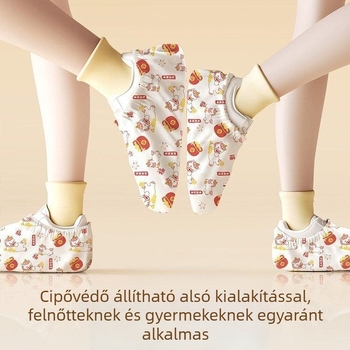 Egyetlen használatú nemszőtt anyagból készült cipővédők, vastosítottak és kopásállóak, otthoni és beltéri használatra; porvédelmi és csúszásmentes lábvédelmet gyermekeknek és felnőtteknek.
