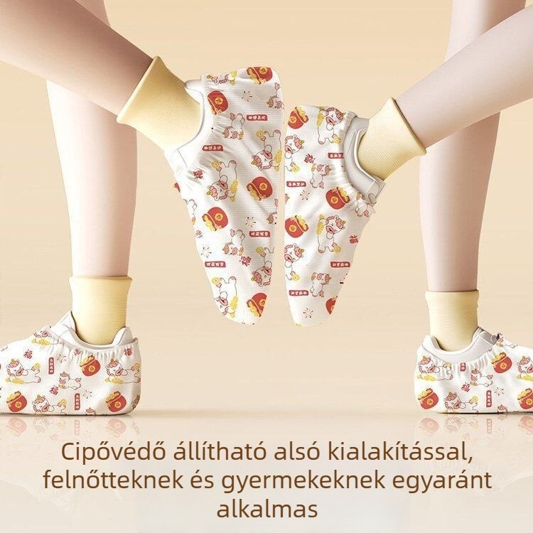 Egyetlen használatú nemszőtt anyagból készült cipővédők, vastosítottak és kopásállóak, otthoni és beltéri használatra; porvédelmi és csúszásmentes lábvédelmet gyermekeknek és felnőtteknek.