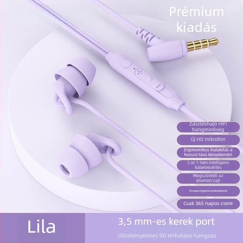 Új alvó fülhallgató, Type-C csatlakozós, vezetékes, in-ear, zajcsökkentés, oldalra fekve nem nyomja a fület, modell S15