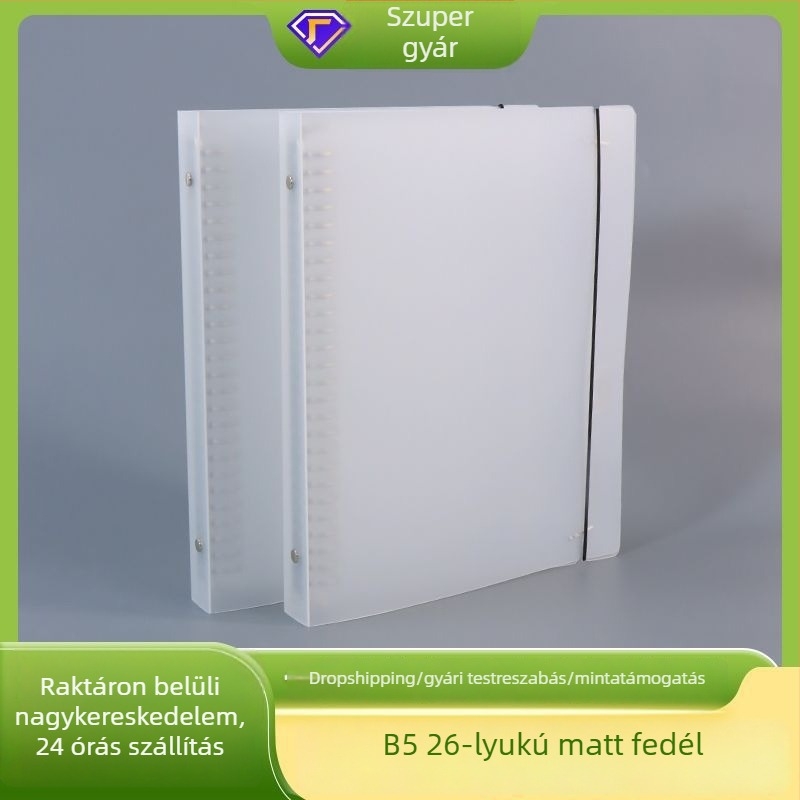 B5 26-lyukas, nagy kapacitású matt átlátszó PP irattartó