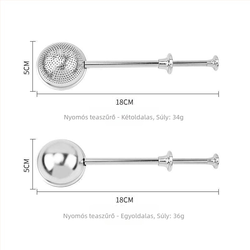304 rozsdamentes acél teafilter gömb, nyomásos típusú főzéshez külön bögrékkel, kihúzható, finom lyukakkal
