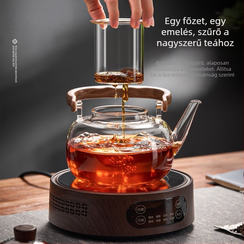 Hőálló üvegből készült teáskanna a tea forralására és infúziójára, elektromos kerámia tűzhelyhez kompatibilis