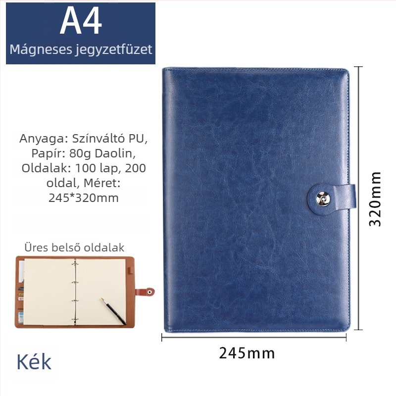 A4-es bőrtok, 4 lyukas kötésű, notesz, irodai használatra, logóval nyomtatva