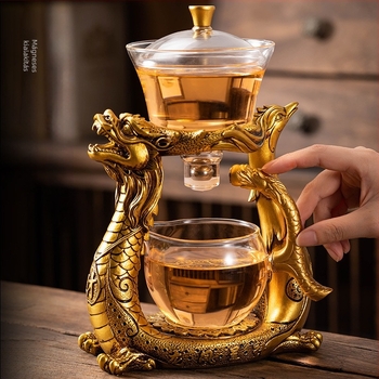 Dragon and Phoenix palota lámpás teáskanna – üveg teáskanna félautomata infúzorral
