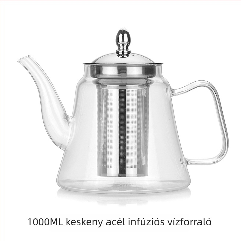 Személyre szabott logóval ellátott háztartási boroszilikát üvegből készült teáskanna teavíz elválasztó funkcióval