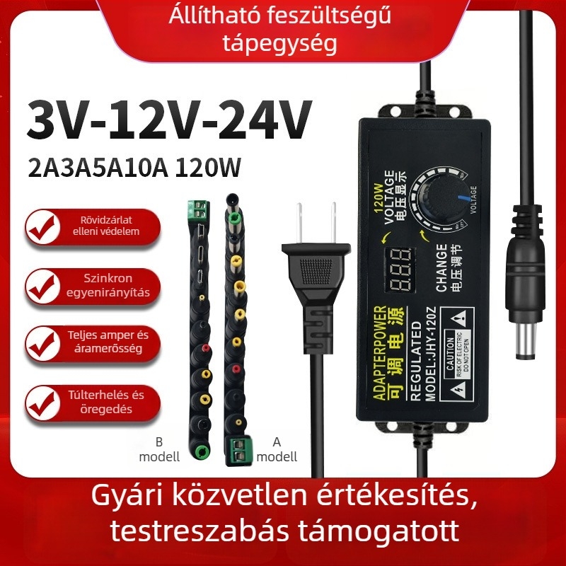 3V-24V-36V állítható tápegység LED-szalagokhoz, motorokhoz, ventilátorokhoz, vízpumpához, feszültségszabályozóhoz és fordulatszám-szabályozóhoz
