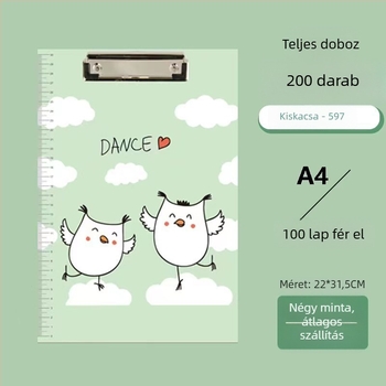 Rajzfilm-stílusú egyetemi diáklip, műanyag A4-es méretű klip és írásfelület