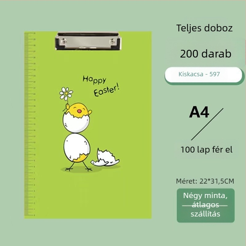 Rajzfilm-stílusú egyetemi diáklip, műanyag A4-es méretű klip és írásfelület