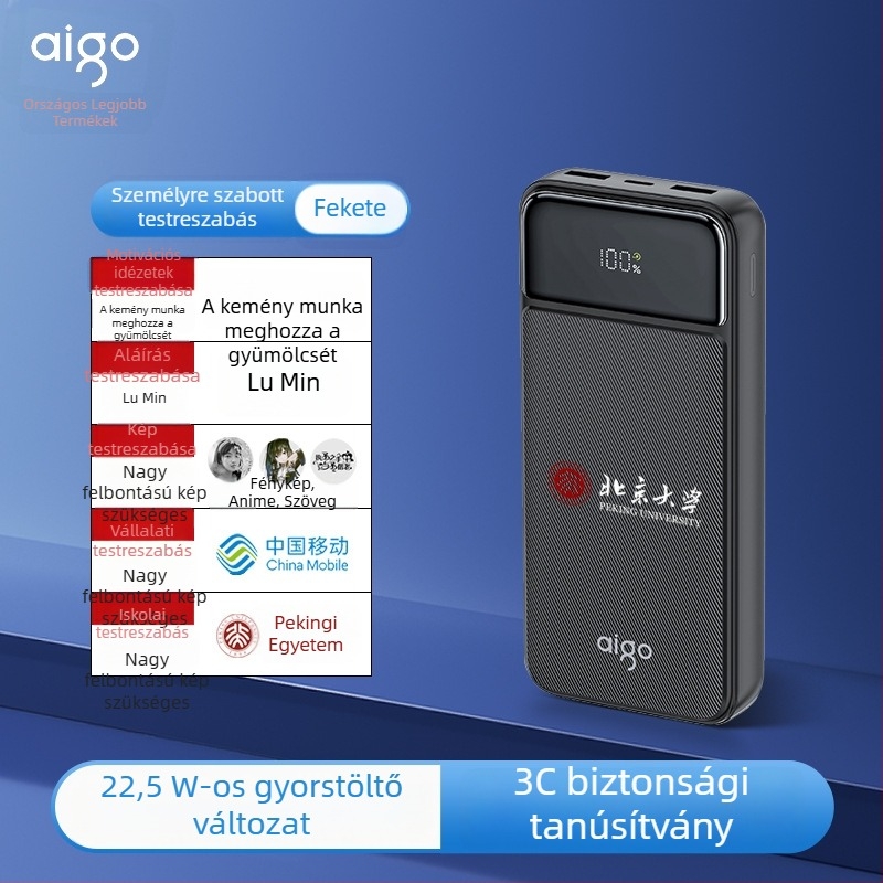 Patriot 3C-tanúsítványú power bank, 10 200 mAh, 22,5W gyors töltés, kétirányú töltés