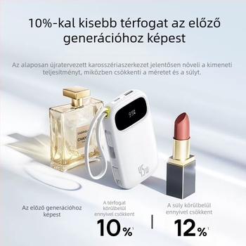 Baseus PD45W power bank, 10000 mAh, kompakt és hordozható beépített kábellel, gyors töltés, logó ajándék