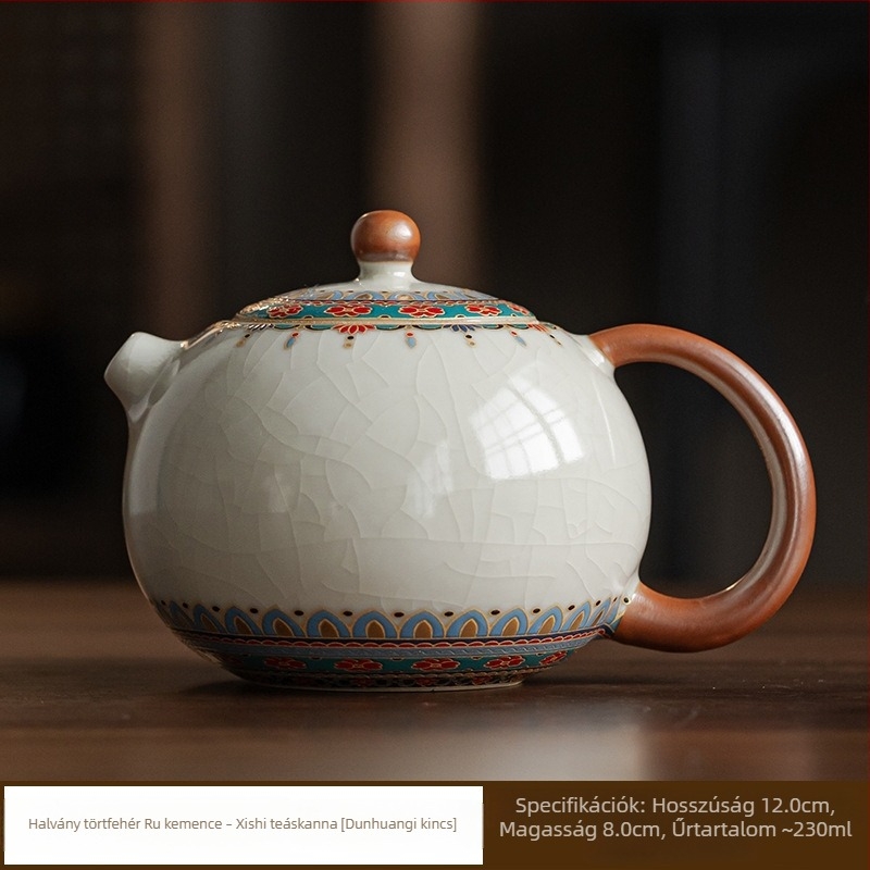 Beige Ru-kiln Dunhuang Baoxiang Xi Shi teáskanna szűrővel, kerámia repedéses felülettel