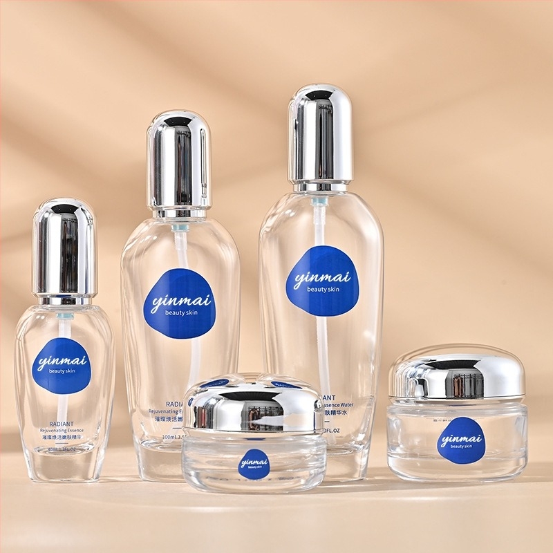Silver Vein kozmetikai üvegkészlet, 40–120 ml-es üvegek pumpás kupakkal, 50 g esszencia, krém és lotion