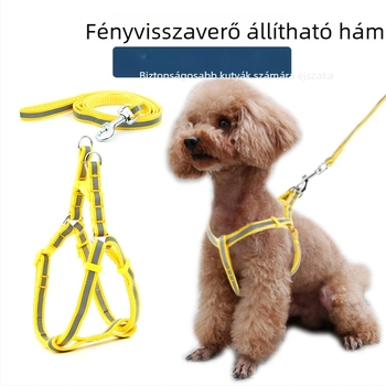 Reflektív, állítható kutyahám és póráz szett éjszakai sétákhoz