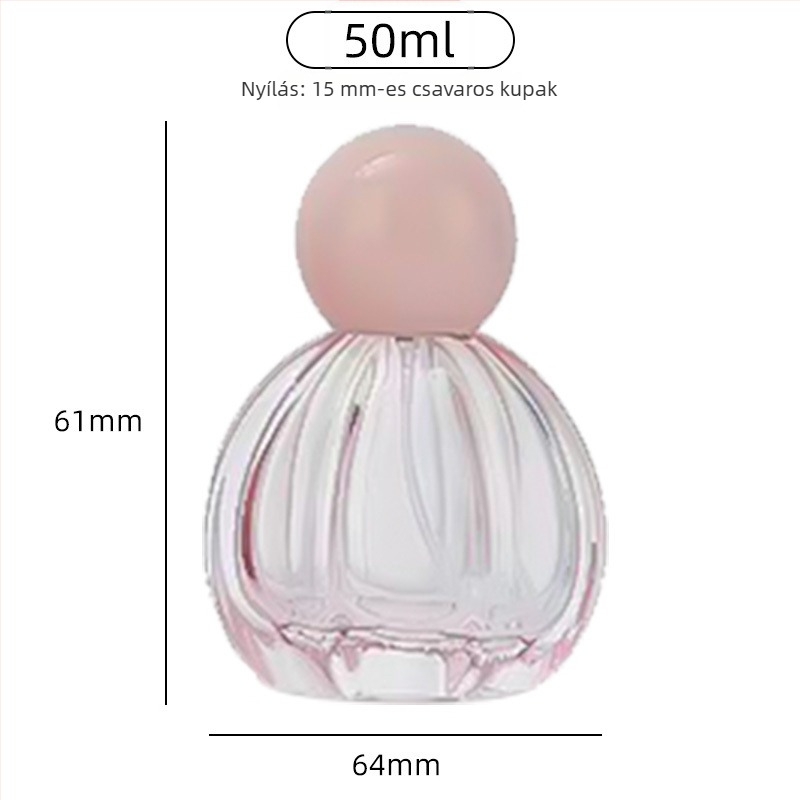 50 ml sütőtök alakú, színes üvegparfümös flakon permetezővel, snap-on kupakkal, hordozható és újratölthető
