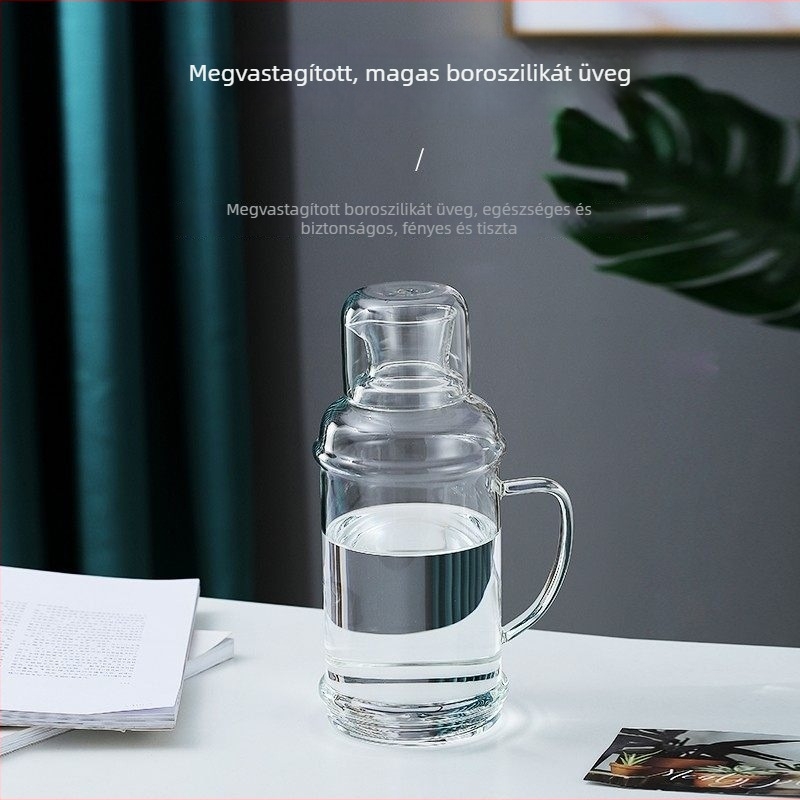 Magas boroszilikát üvegből készült vízeshordó kancsó, hűtőbarát és hőálló, vastított, nagy kapacitású, gleccser mintás, modern minimalista dizájn