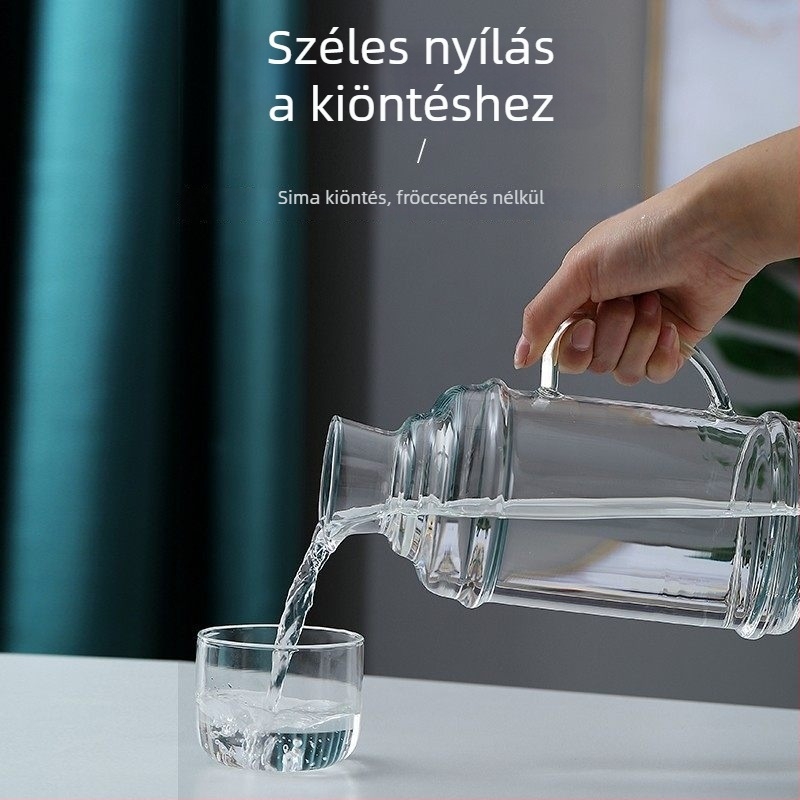 Magas boroszilikát üvegből készült vízeshordó kancsó, hűtőbarát és hőálló, vastított, nagy kapacitású, gleccser mintás, modern minimalista dizájn