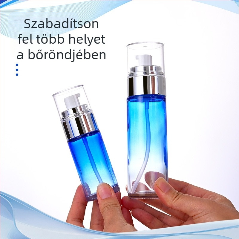 Gradient üveg kozmetikai flakon nyomó típusú pumpával lotionhoz, arcmaszkhöz és szemkrémhez; elérhető méretek 50g/30g/100ml/40ml/120ml, pumpfej és sapka