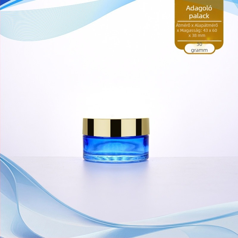 Gradient üveg kozmetikai flakon nyomó típusú pumpával lotionhoz, arcmaszkhöz és szemkrémhez; elérhető méretek 50g/30g/100ml/40ml/120ml, pumpfej és sapka