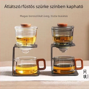 Üvegből készült automata teáskészlet két személyre, hőálló üveg, teás kiegészítők, testreszabható