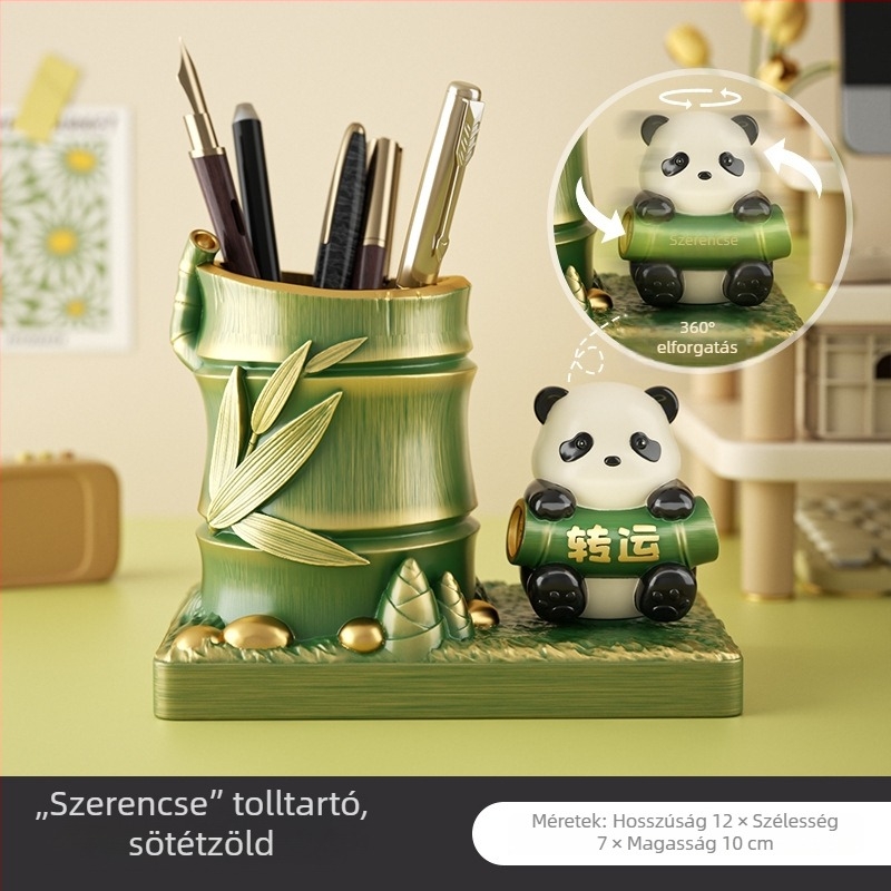 Chengdu Panda szuvenír órás tolltartó, irodai asztali dísz, kínai stílusú, luxus ajándék