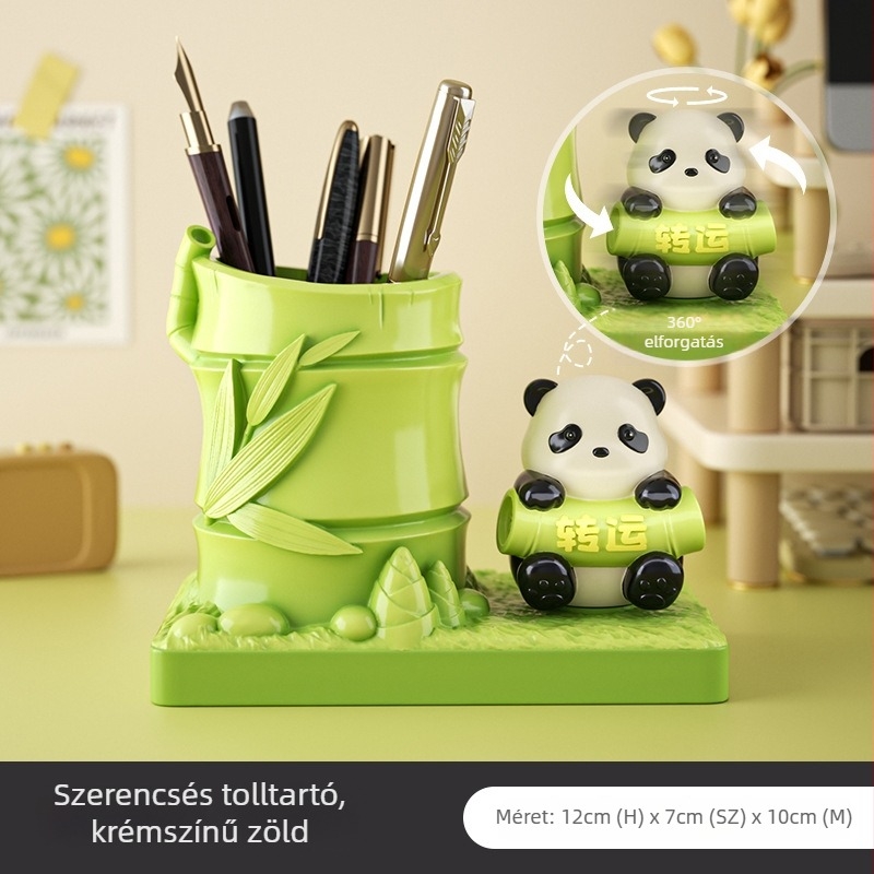 Chengdu Panda szuvenír órás tolltartó, irodai asztali dísz, kínai stílusú, luxus ajándék